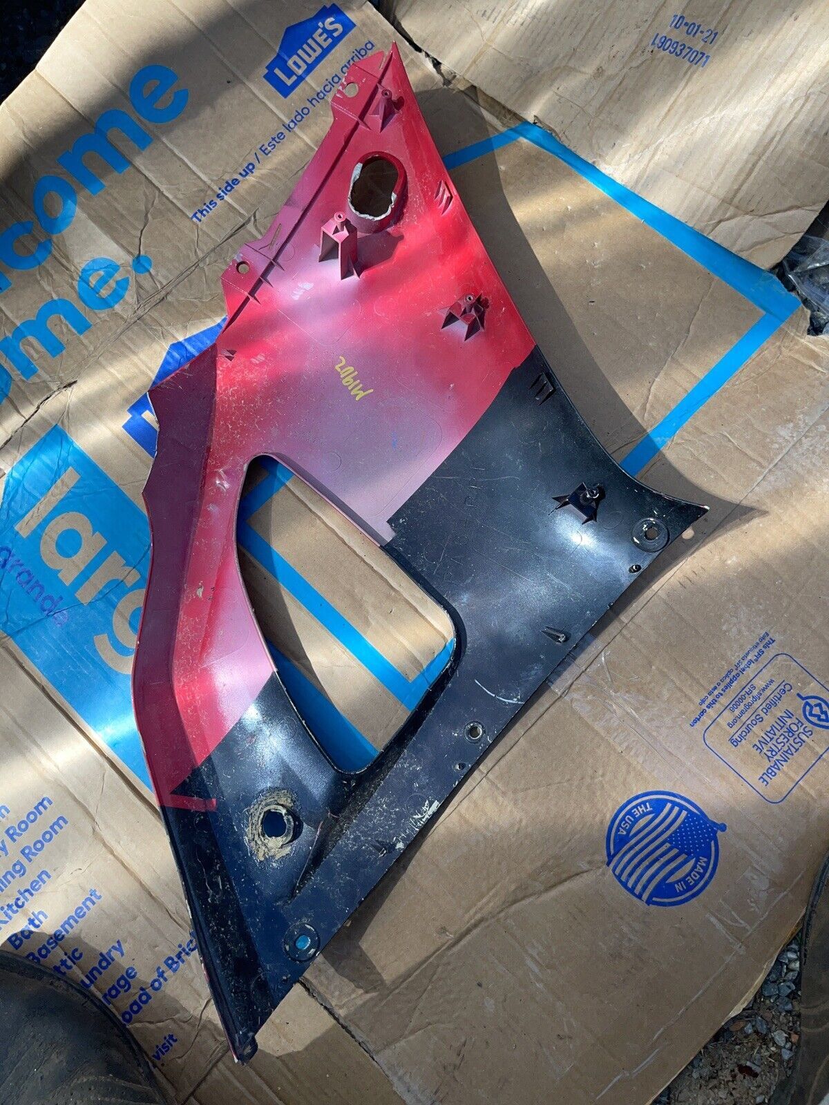 98-01 YAMAHA YZF R1 LEFT MID UPPER SIDE FAIRING COWL PLASTIC