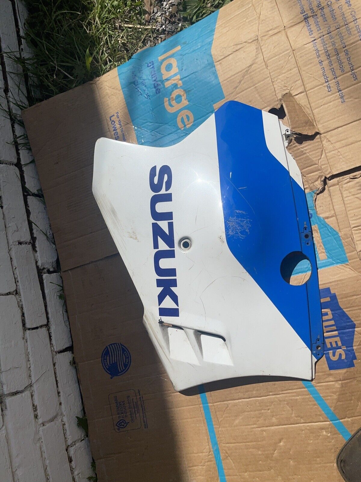 91-92 GSXR 750 RIGHT LOWER BOTTOM BELLY SIDE FAIRING COWL PLASTIC