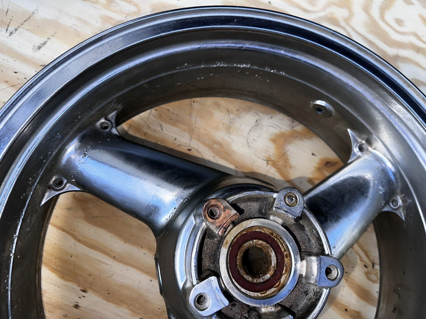 1994 94 95 96 97  Kawasaki Ninja ZX9R ZX900B ZX9 CHROME REAR WHEEL BACK RIM 