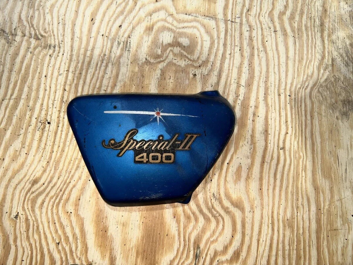 YAMAHA XS400 XS 400 SPECIAL 2 / OEM BLUE LEFT SIDE COVER PANEL